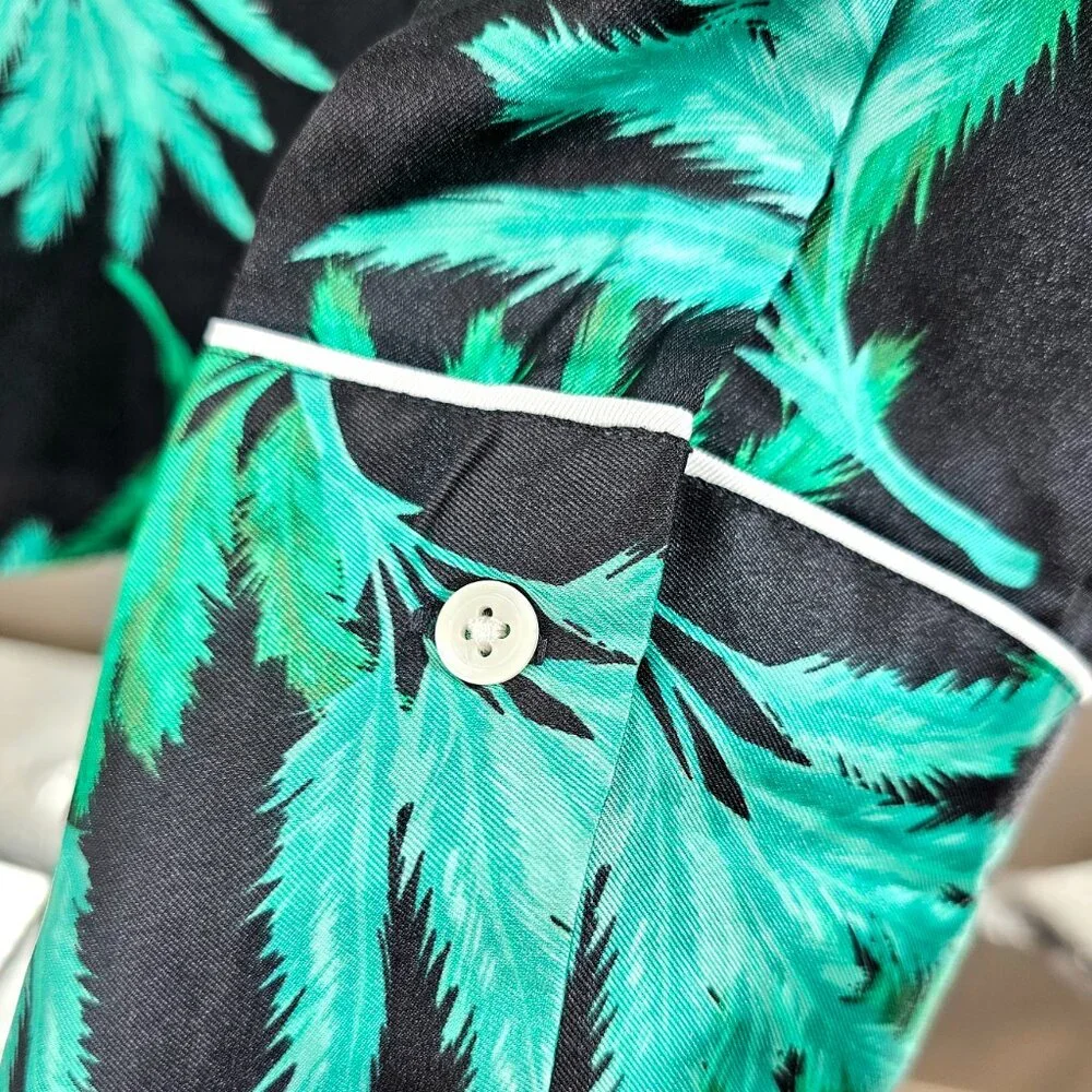 Fe Noel x Target Palm Print Button Down Shirt 2X Green Black Resort Coverup